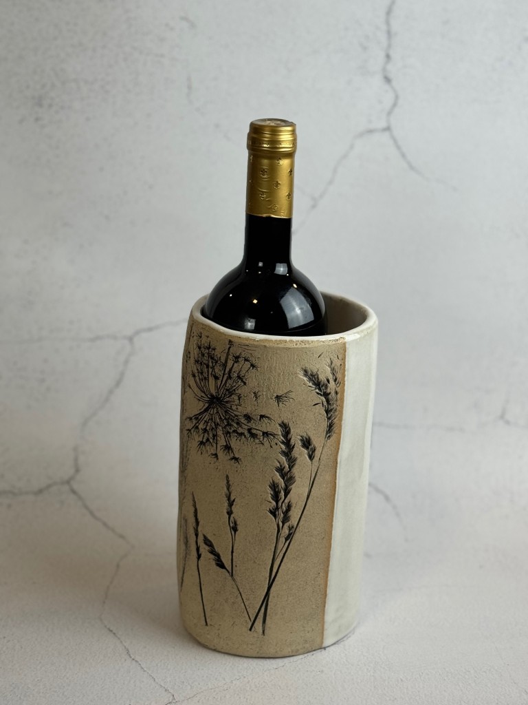 Flaschenkühler Getreide natur/weiß